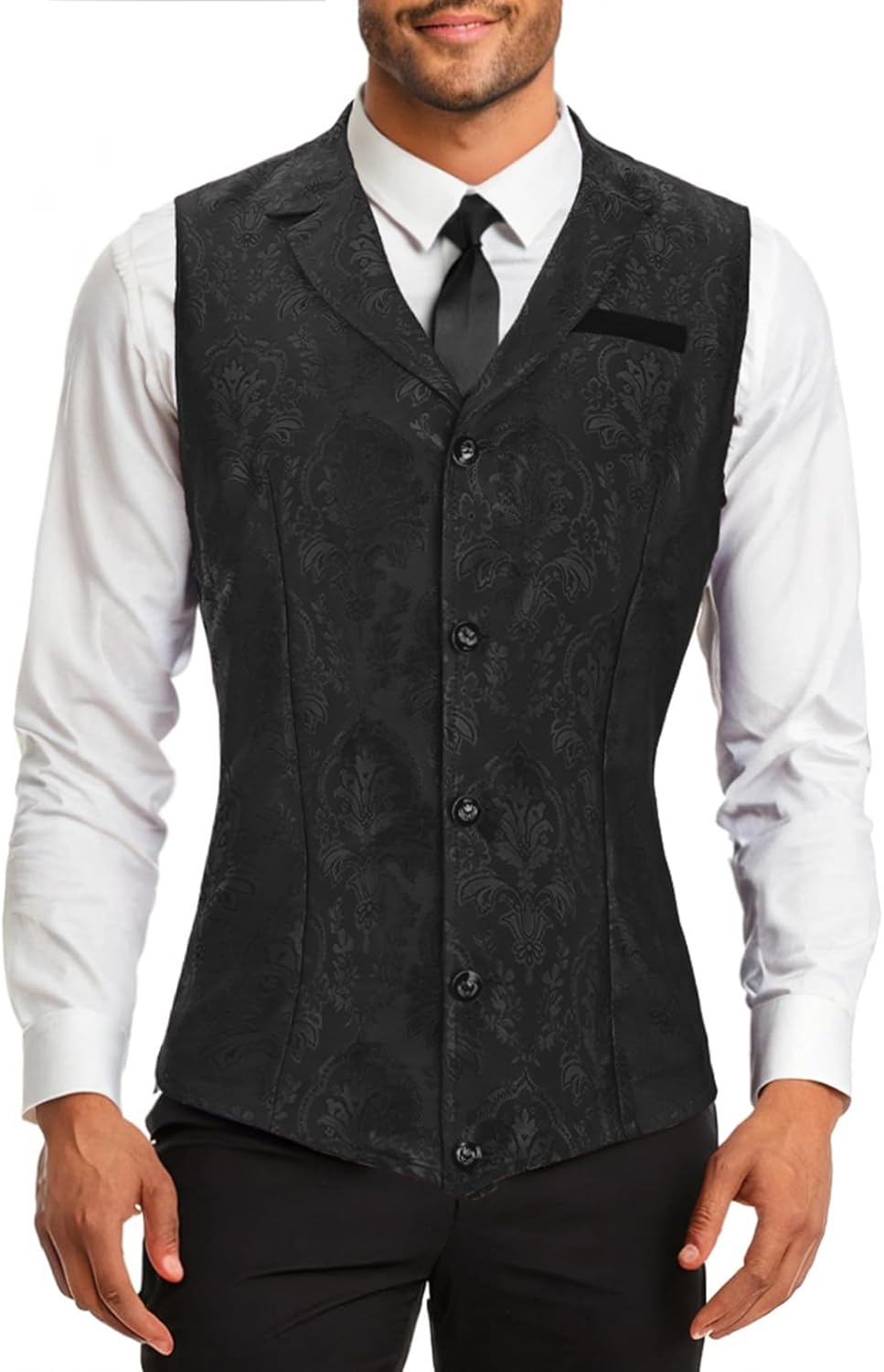 Men Vest Suit Vests Dress Vampire Steampunk Pirate Casual Cowboy Goth Renaissance Victorian Gothic Waistcoat - Image 2