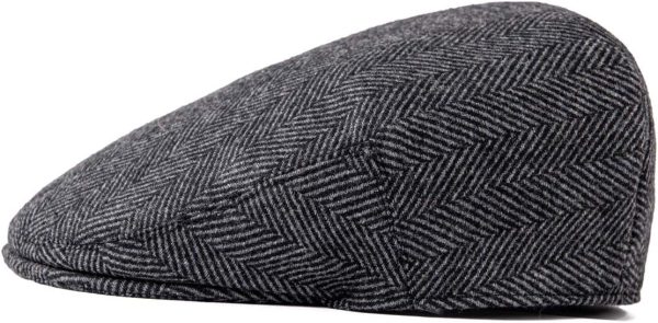Men's Wool Tweed Newsboy Ivy Cap Gatsby Golf Flat Hat - Image 2