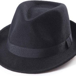 Straw Trilby Fedora Hat for Men 1920s Short Brim Wool Felt Panama Cap 7 1/4
