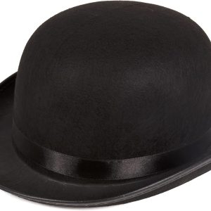 Classic Vintage Black Derby Hat for Men & Women - Bowler Hat for Teens - Cosplay Derby Accessory, Halloween Theater Hat, and for 1920s Retro Style Costume Apparel