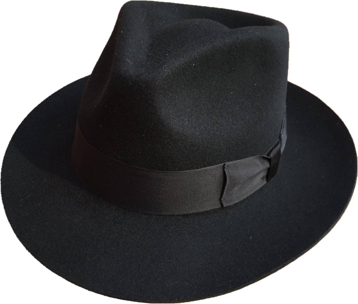Classic Black Men's Wool Felt Godfather Gangster Mobster Gentleman Fedora Hat - Image 2
