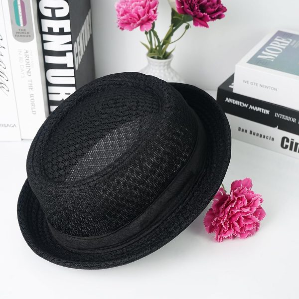 Cute Fedora Hat - Lightweight Breathable Mesh Crushable Roll Up Short Brim Bowler Derby Cap - Image 2