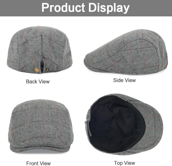 3Pcs Cotton Newsboy Hat for Men Cool Adjustable Flat Cap - Image 2