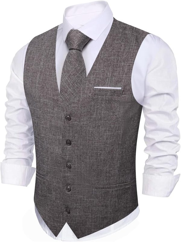 Men Plaid Suit Waistcoat Wool Blend Tailored Collar/V-neck 3 Pocket Check Vest Formal/Leisure - Image 2