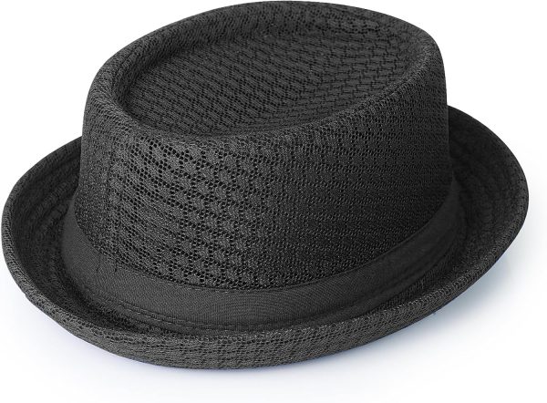 Cute Fedora Hat - Lightweight Breathable Mesh Crushable Roll Up Short Brim Bowler Derby Cap